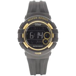 Gents black/gold Waterproof digital Telstar watch